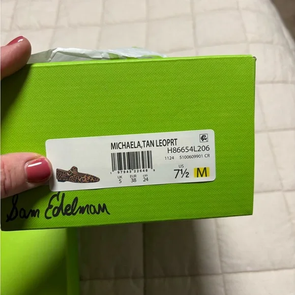 Sam Edelman Leopard Brahma Hair Leather Ballet Flats 7 1/2 NWT - Picture 12 of 14